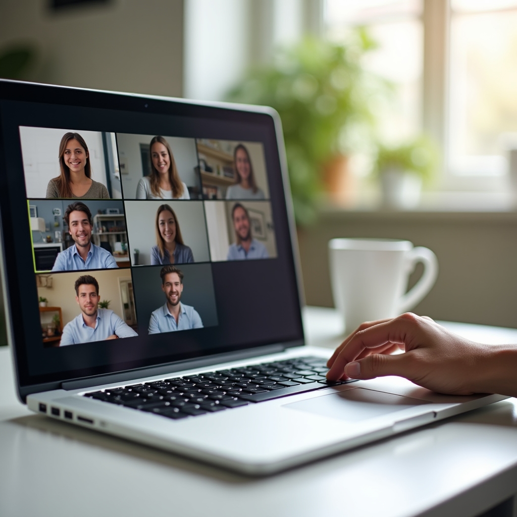 Bildschirm mit Videokonferenz während einer Kurssitzung