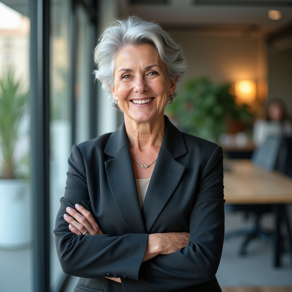 Portrait einer Kursleiterin in einem modernen Büro